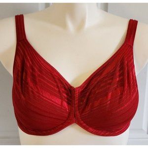Vtg VASSARETTE Women's Unlined Lace Full Coverage Underwire Bra Red Size 38DD